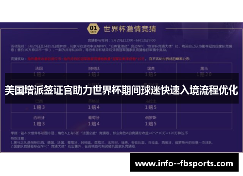 美国增派签证官助力世界杯期间球迷快速入境流程优化